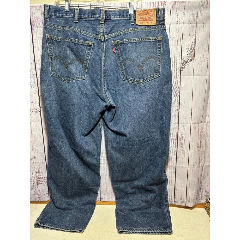 Levi's 560 Comfort Fit Jeans Mens 38x30 Loose Tapered Baggy Blue Denim Red Tab